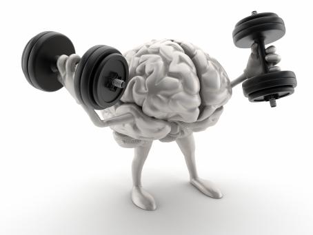 Billede af hjerne med håndvægte
